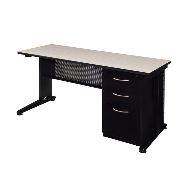 Fusion Fusion Single Pedestal Desks, 30 D X 29 H, 72 W X Wood, Metal MSP7230PL - main